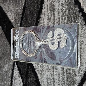 VINTAGE PILOT AUTO ICE PLATINUM FINISH RHINESTONES 30" CHAIN $ KEYCHAIN PENDANT